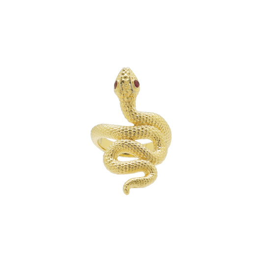 Anillo de serpiente en plata con baño de oro 14k