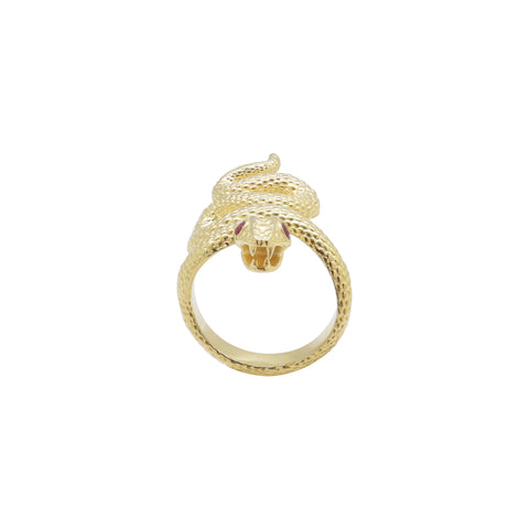 Anillo de serpiente en plata con baño de oro 14k