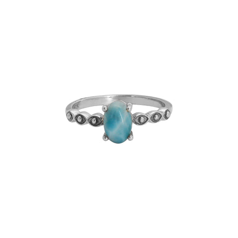 Anillo en plata de ley con larimar