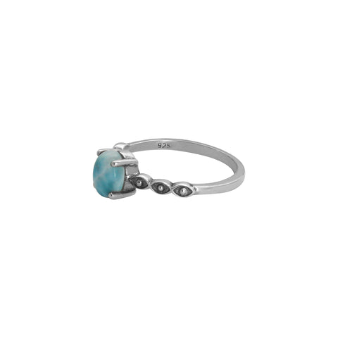 Anillo en plata de ley con larimar