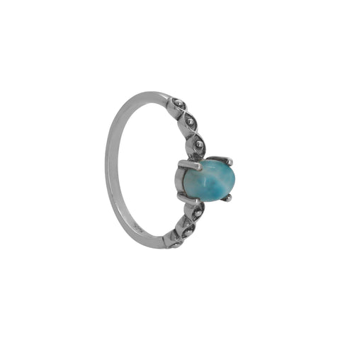 Anillo en plata de ley con larimar