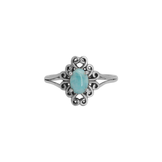 Anillo en plata de ley con larimar