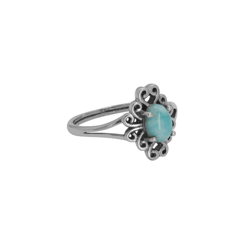 Anillo en plata de ley con larimar