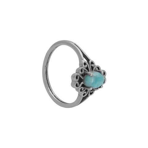 Anillo en plata de ley con larimar