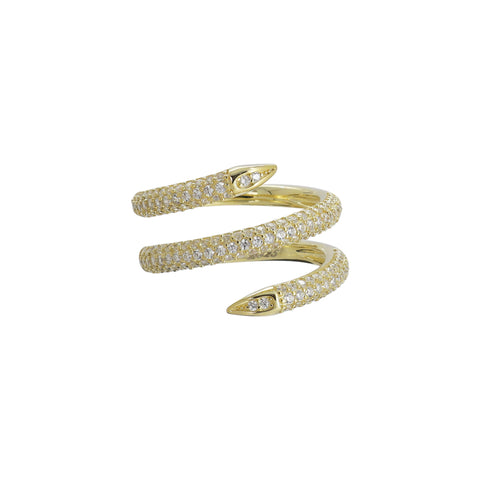 Anillo espiral en plata con baño de oro amarillo 14K con zirconia