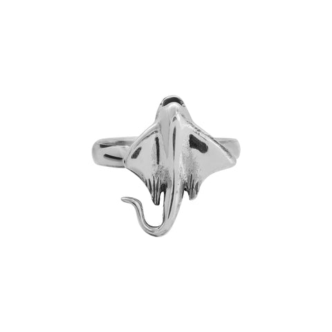 Anillo mantaraya en plata de ley liso