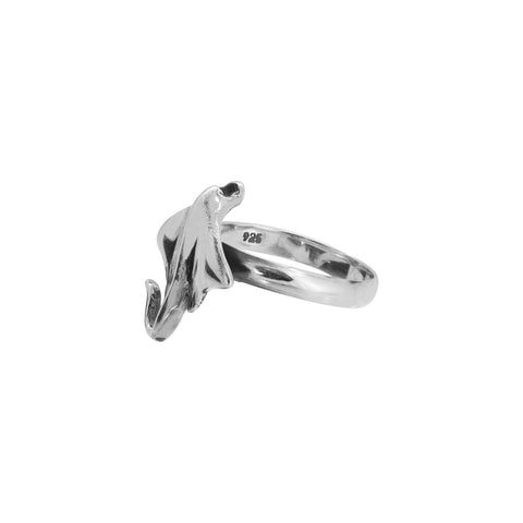 Anillo mantaraya en plata de ley liso