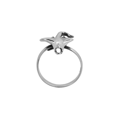 Anillo mantaraya en plata de ley liso