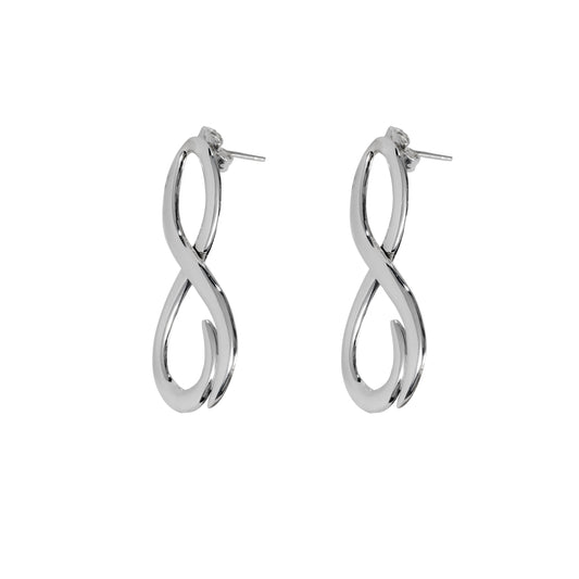 Aretes ocho liso en plata de ley