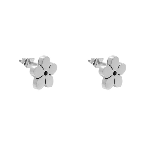 Aretes cartoneados de flor en plata de ley