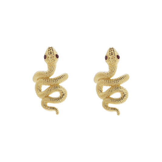 Aretes de serpiente en plata con baño de oro 14k