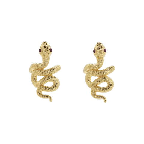 Aretes de serpiente en plata con baño de oro 14k