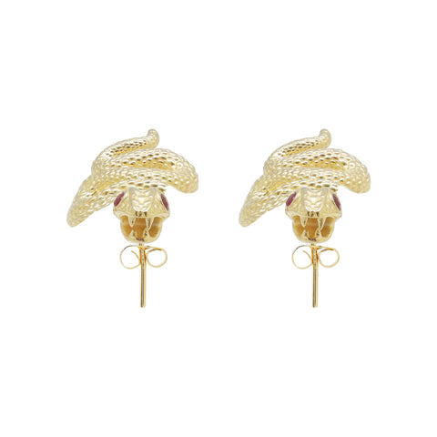 Aretes de serpiente en plata con baño de oro 14k