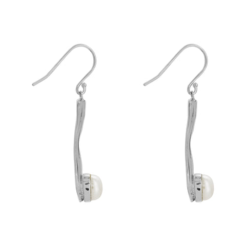 Aretes gota en plata con perla