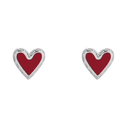 Aretes corazón con color en plata de ley