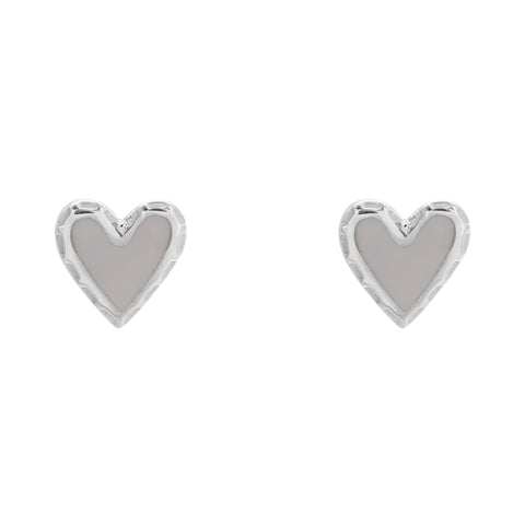 Aretes corazón con color en plata de ley