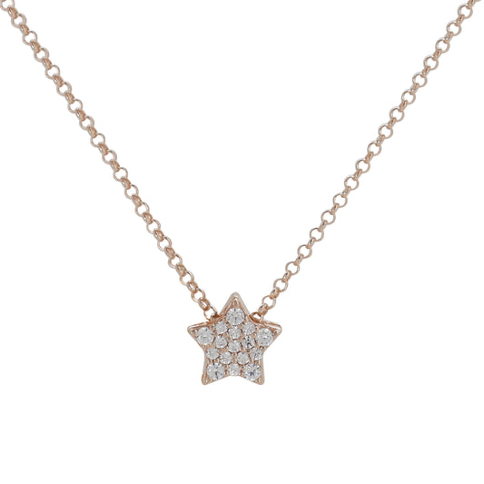 Collar estrella en plata con baño de oro rosa 18K con zirconia