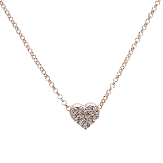 Collar corazón en plata con baño de oro rosa 18K con zirconia