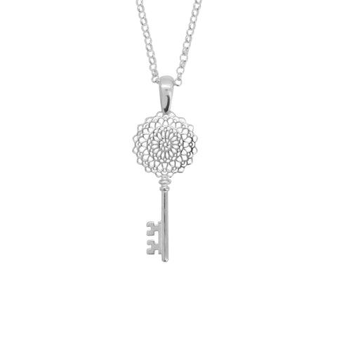 Collar mandala con llave en plata .925