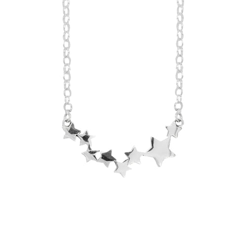 Collar liso con dije de estrellas en plata .925