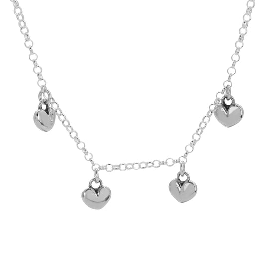 Collar con corazones en plata