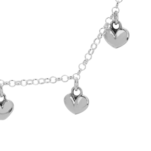 Collar con corazones en plata