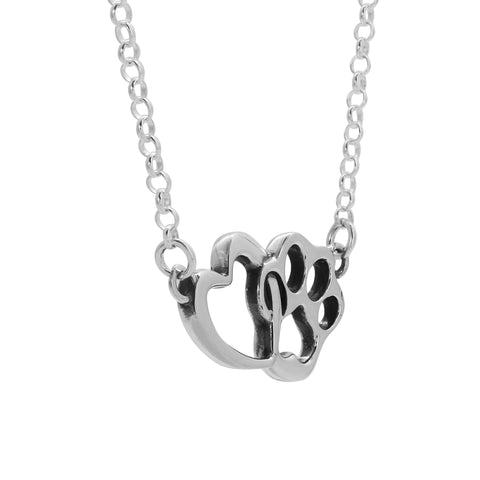 Collar de corazón con huella en plata