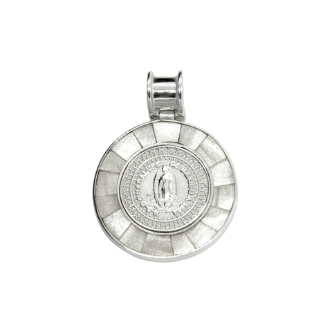Medalla Virgen de Guadalupe con contorno de piedra en plata .925