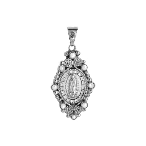 Medalla Virgen de Guadalupe con perla en plata