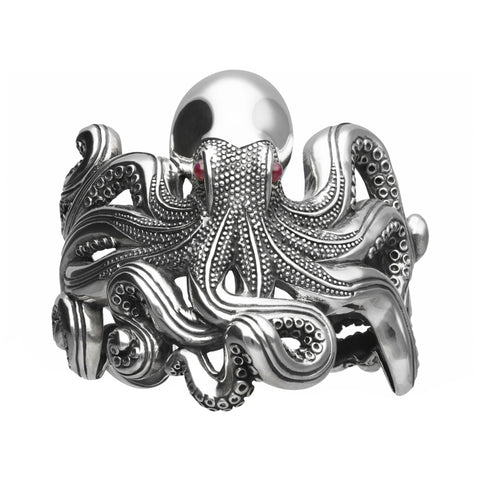 Brazalete diseño de Pulpo en Plata .925 con piedra natural