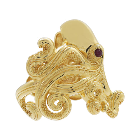 Brazalete de pulpo en plata con baño de oro 14k