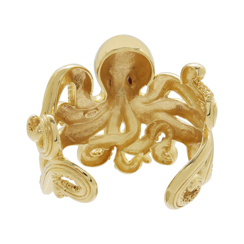 Brazalete de pulpo en plata con baño de oro 14k