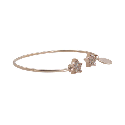 Brazalete doble estrella en plata con baño de oro rosa 18K con zirconia