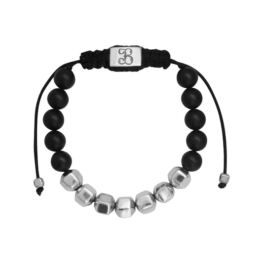 Pulsera de hexágonos en plata de ley .925 con piedras naturales (Onix, Ojo de tigre, Lapislázuli)