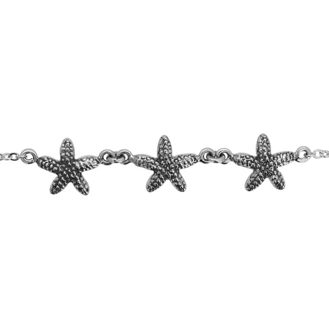 Pulsera estrella de mar en plata de ley acabado oxidado