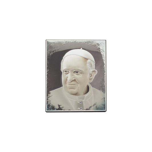 Icono Papa Francisco a color en baño de plata