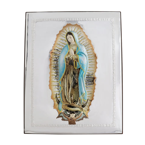 Icono Virgen de Guadalupe a color en baño de plata