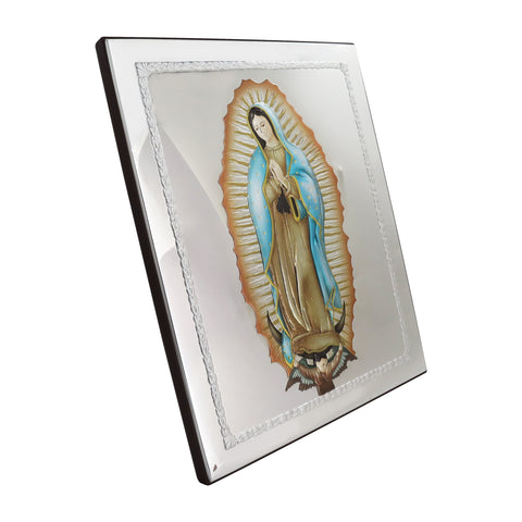 Icono Virgen de Guadalupe a color en baño de plata