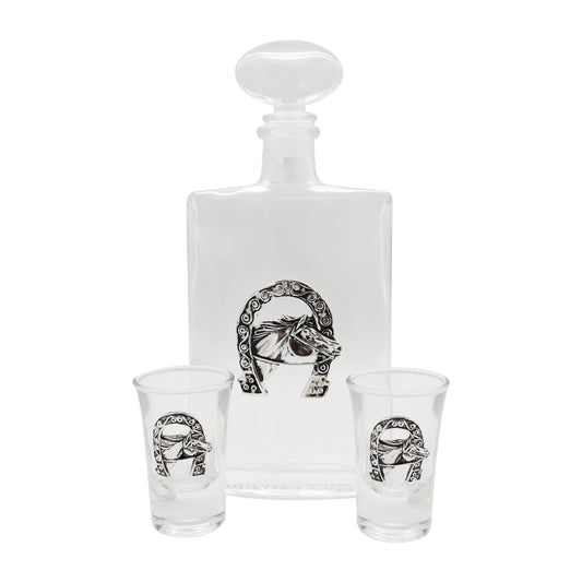 Set de vodka 3 piezas con detalles en baño de plata