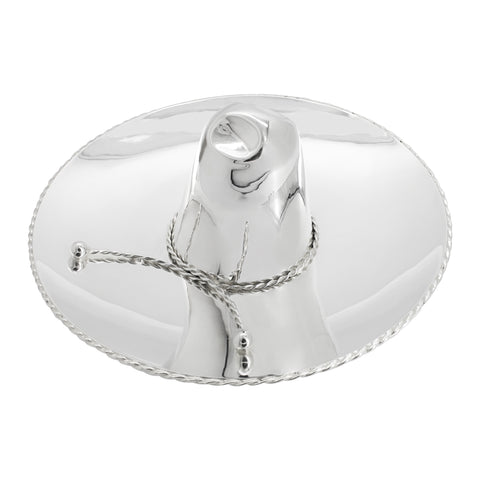 Sombrero de charro coleccionable liso en baño de plata (grande)