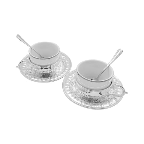 Set para té acabado liso en baño de plata