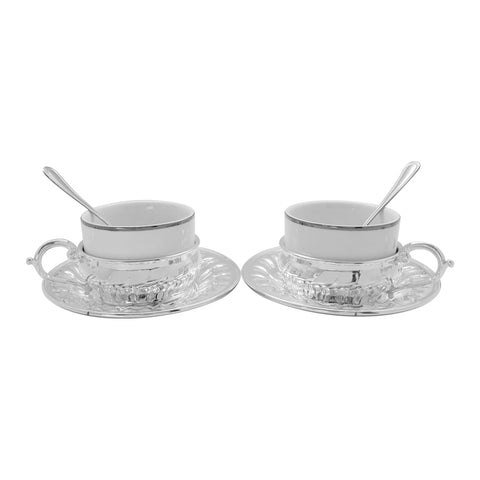 Set para té acabado liso en baño de plata