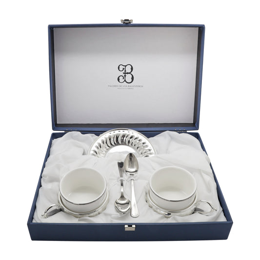 Set para té acabado liso en baño de plata