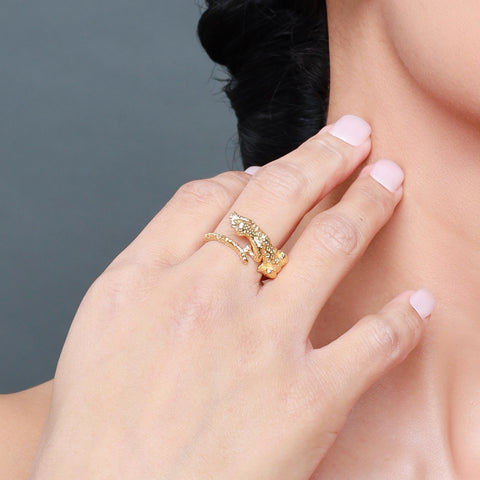 Anillo Jaguar oro 14k con diamantes