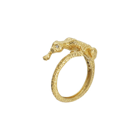 Anillo Jaguar oro 14k con diamantes