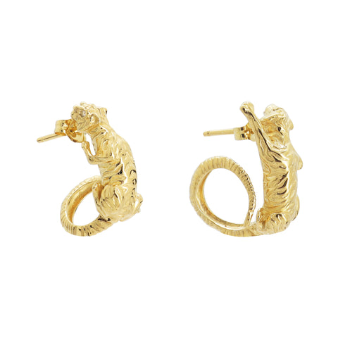 Aretes Tigre oro 14k con diamantes