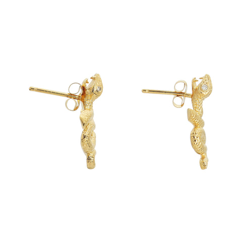 Aretes Serpiente oro 14k con diamantes