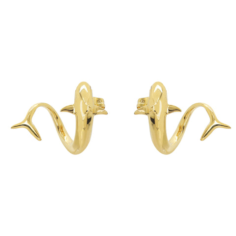 Aretes Tiburón oro 14k con diamantes