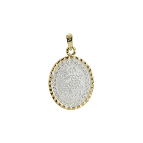 Medalla Virgen de Guadalupe ovalada en plata con bisel de oro 14K